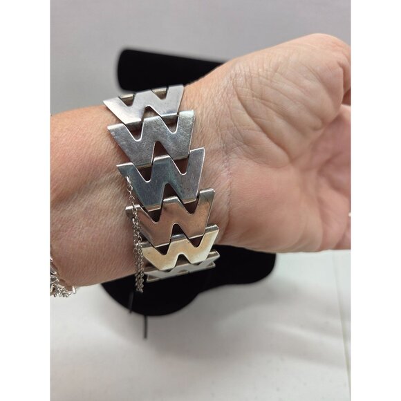 Vintage 925 Sterling Silver Link Bracelet Haglund Studio Sweden Safety Chain 52g - Picture 11 of 12